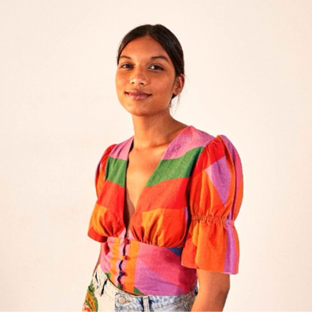 Farm Rio Crop Rainbow Top - Size L